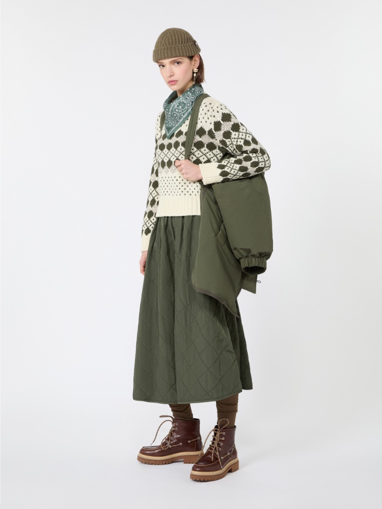 Technical plain-weave fabric flared skirt - KAKI - Max Mara