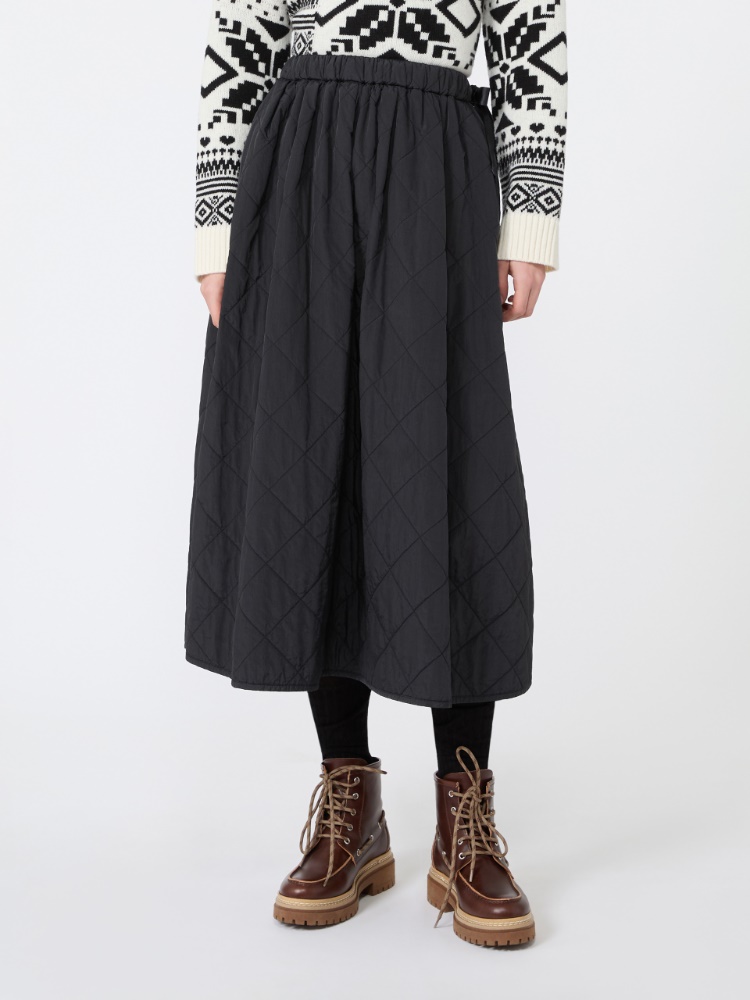 Technical plain-weave fabric flared skirt - BLACK - Max Mara - 2