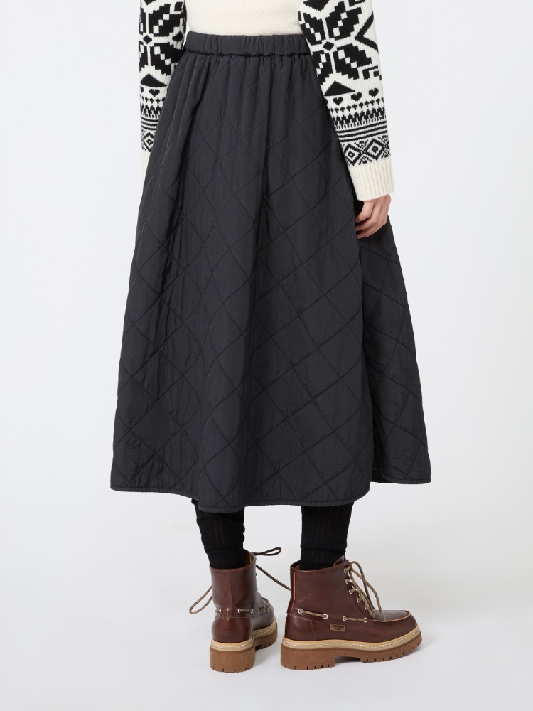 Technical plain-weave fabric flared skirt - BLACK - Max Mara - 3