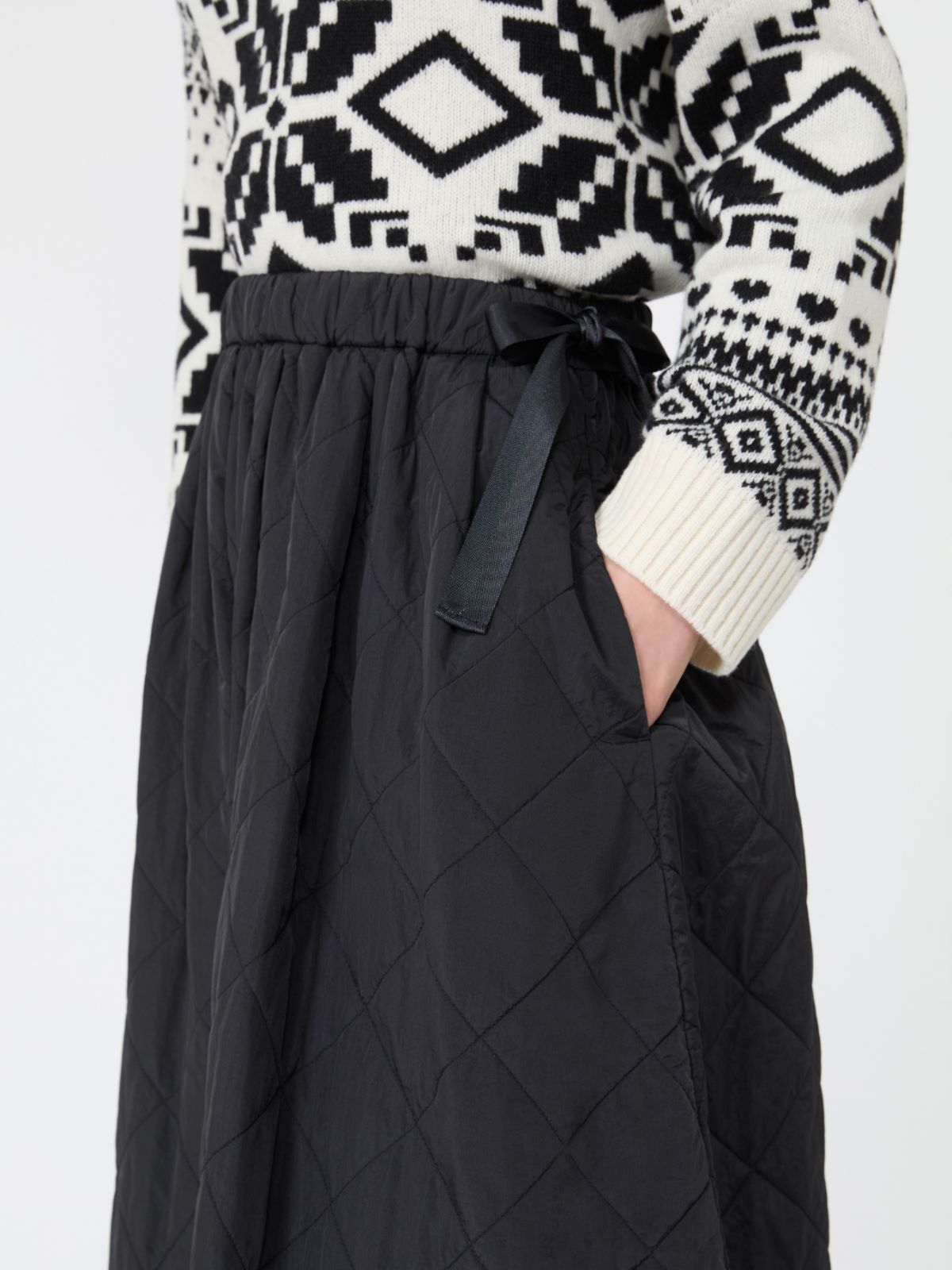 Technical plain-weave fabric flared skirt - BLACK - Max Mara - 4