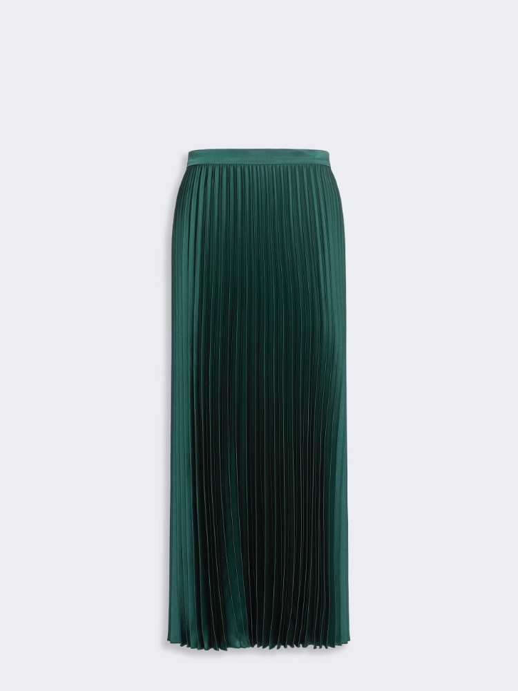 Pleated satin skirt - DARK GREEN
