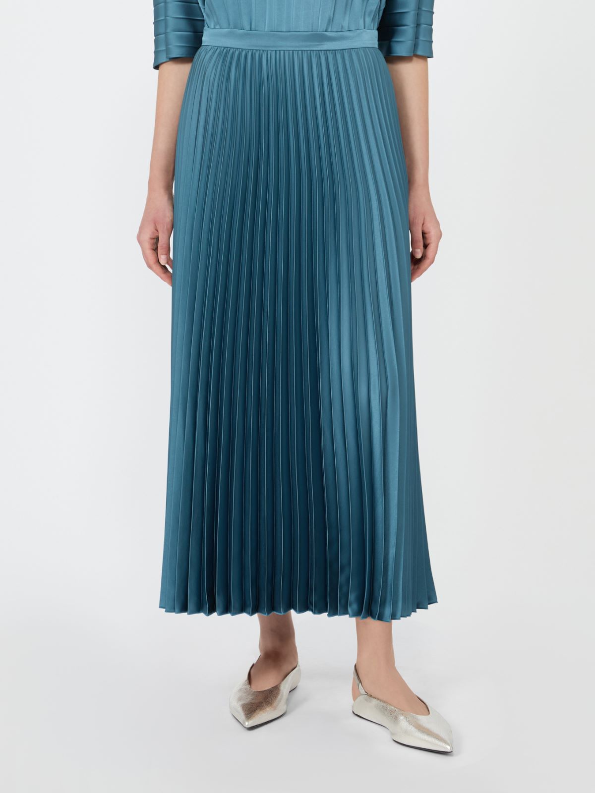 Pleated satin skirt - BLUE AZURE - Max Mara - 2