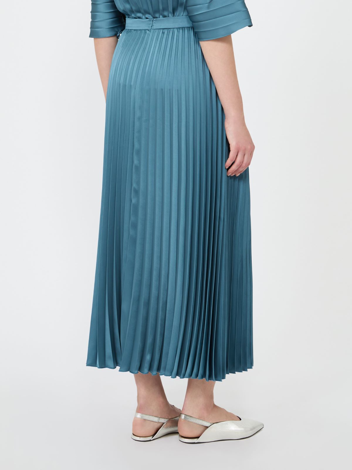 Pleated satin skirt - BLUE AZURE - Max Mara - 3