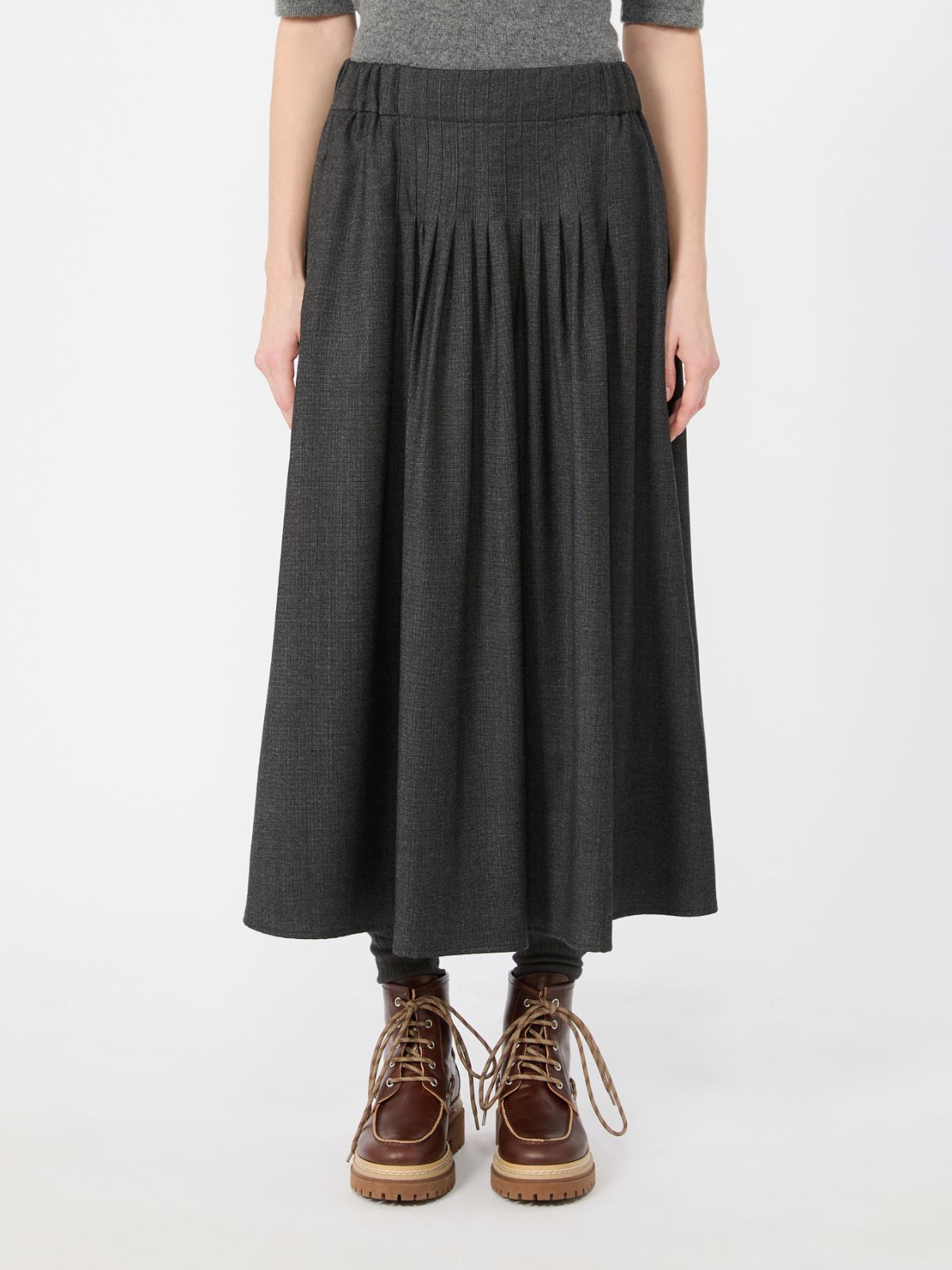 Stretch wool flannel skirt - DARK GREY - Max Mara - 2