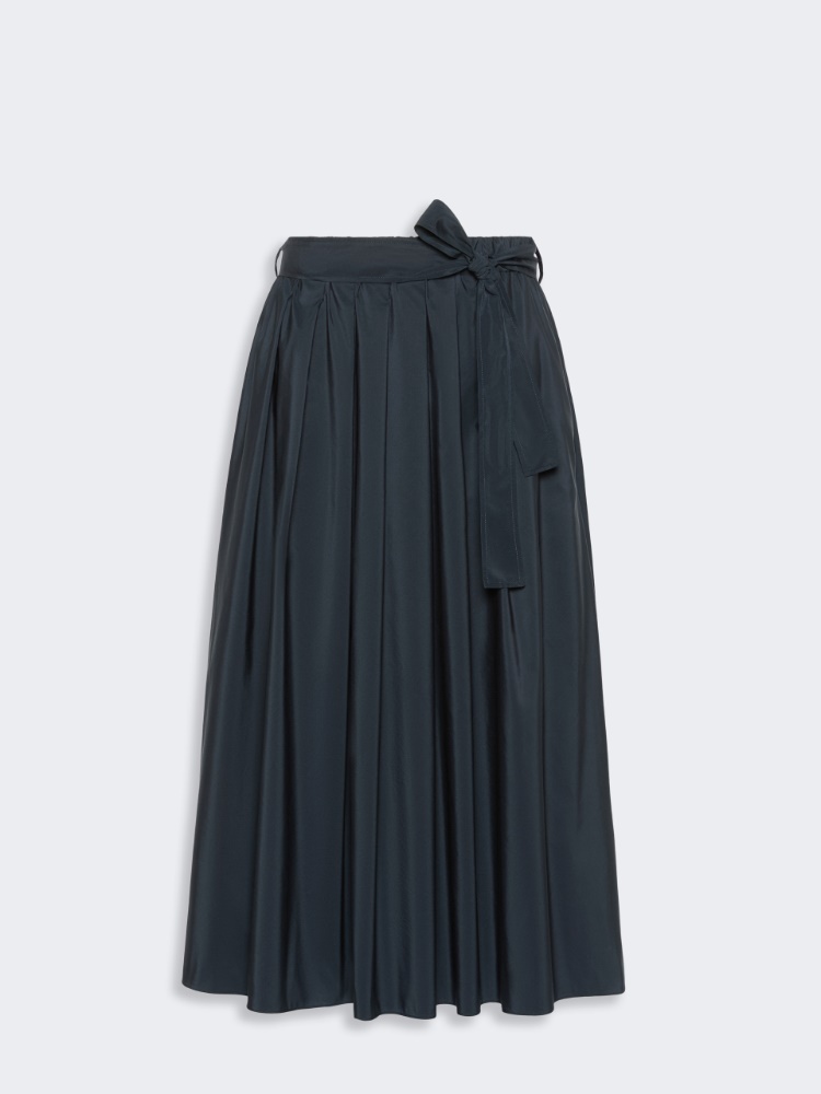 Long cotton-blend taffeta skirt - NAVY - 5