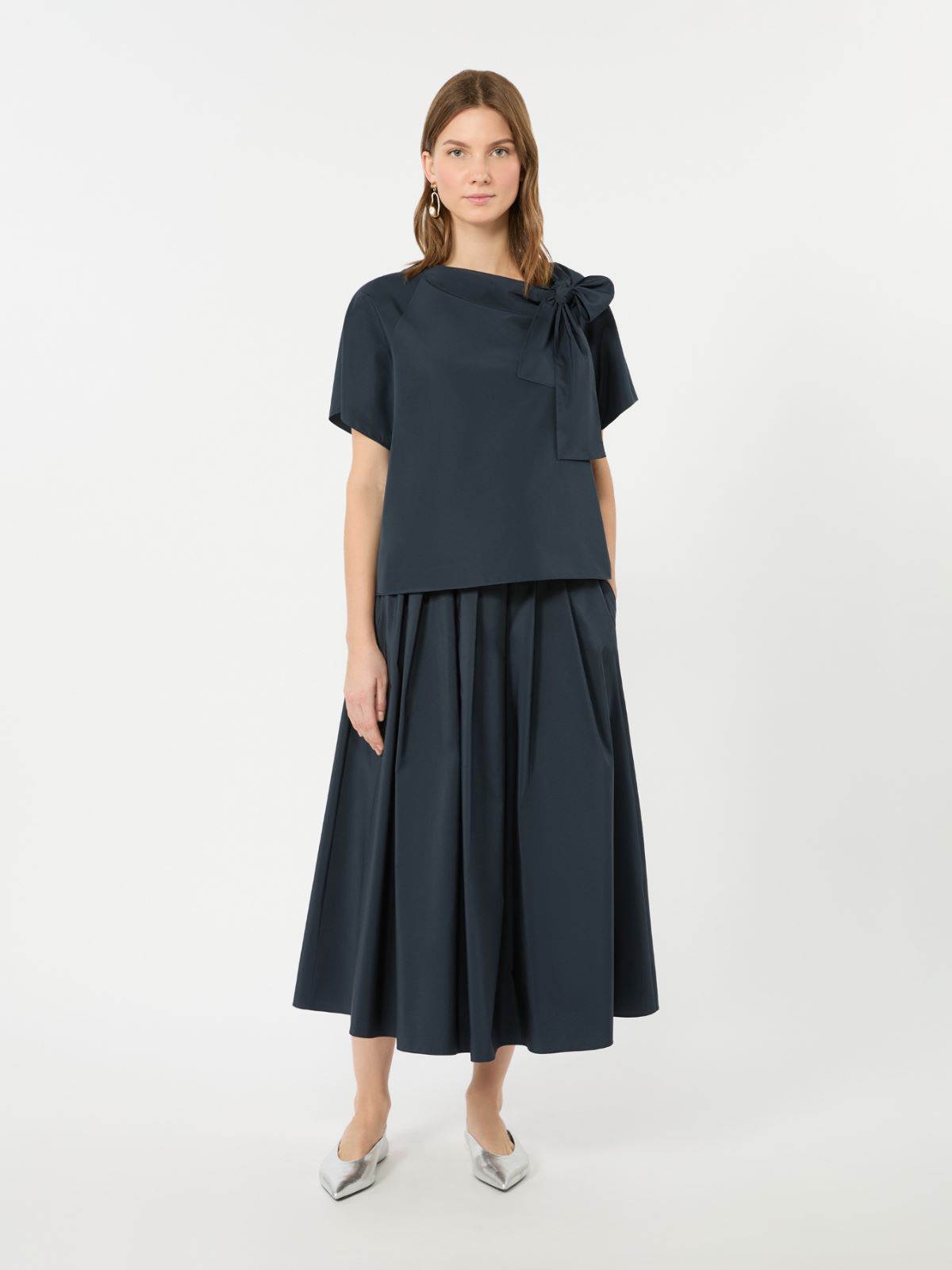Long cotton-blend taffeta skirt + NAVY - Max Mara