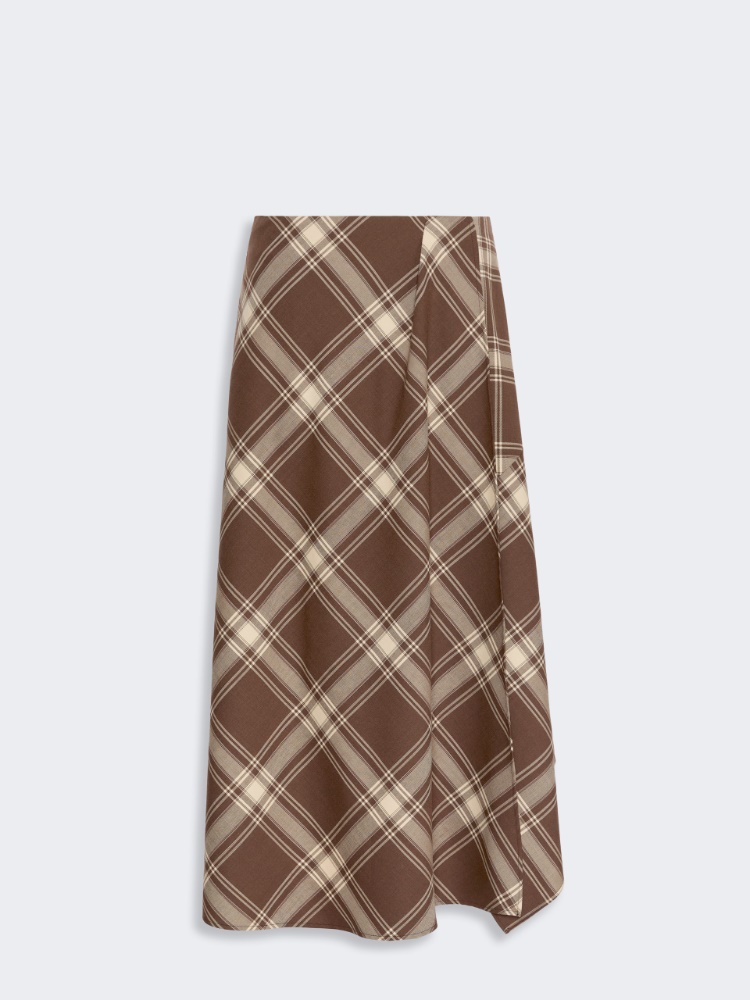Wool twill skirt - BROWN
