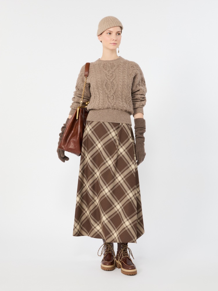 Wool twill skirt - BROWN - Max Mara