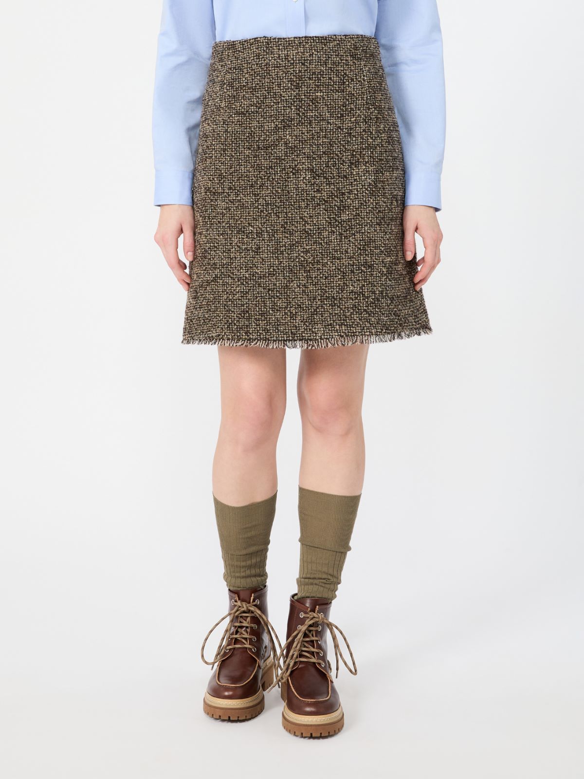 Wool blend bouclé short skirt - BROWN - Max Mara - 2