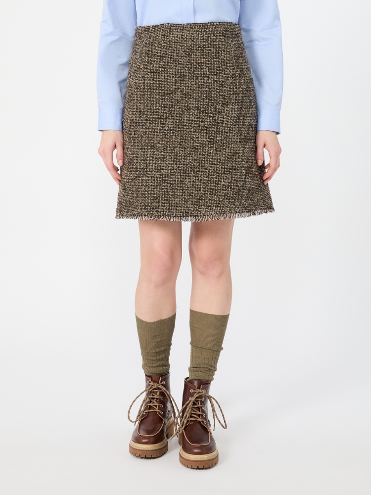 Wool blend bouclé short skirt - BROWN - Max Mara - 2