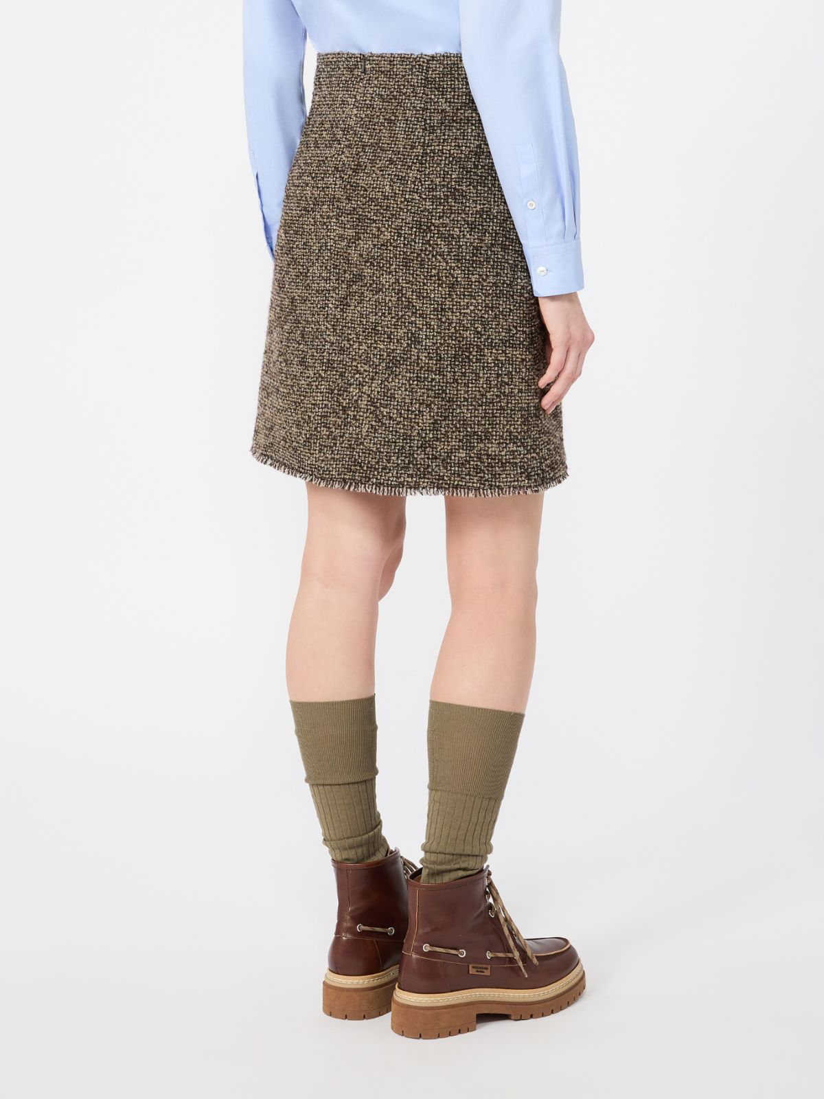 Wool blend bouclé short skirt - BROWN - Max Mara - 3