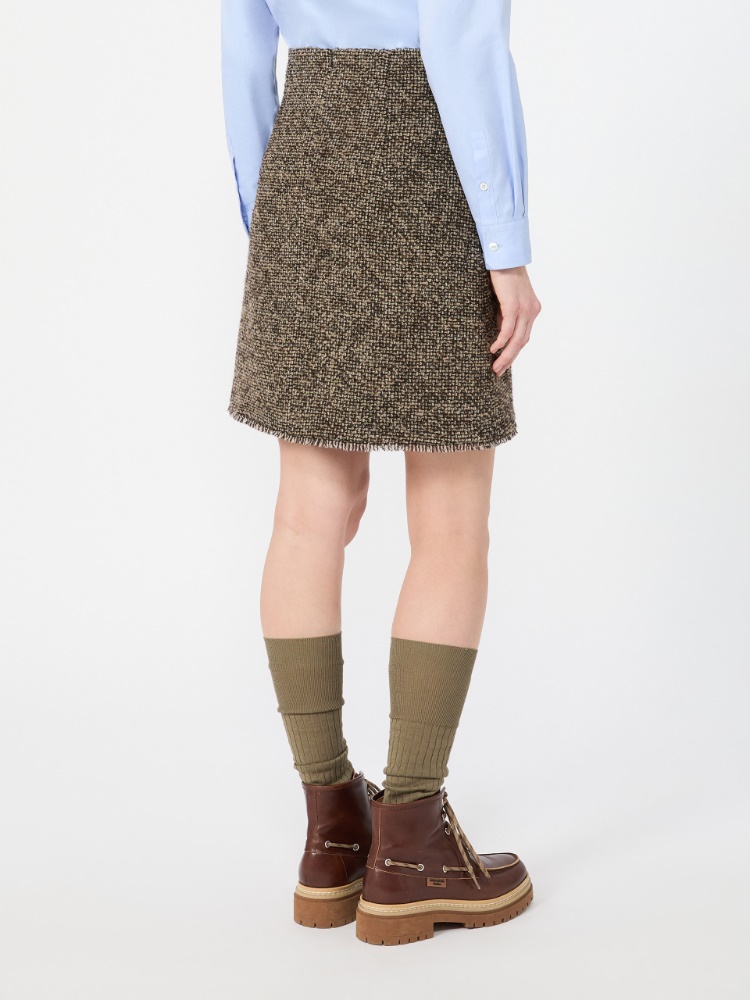 Wool blend bouclé short skirt - BROWN - Max Mara - 3