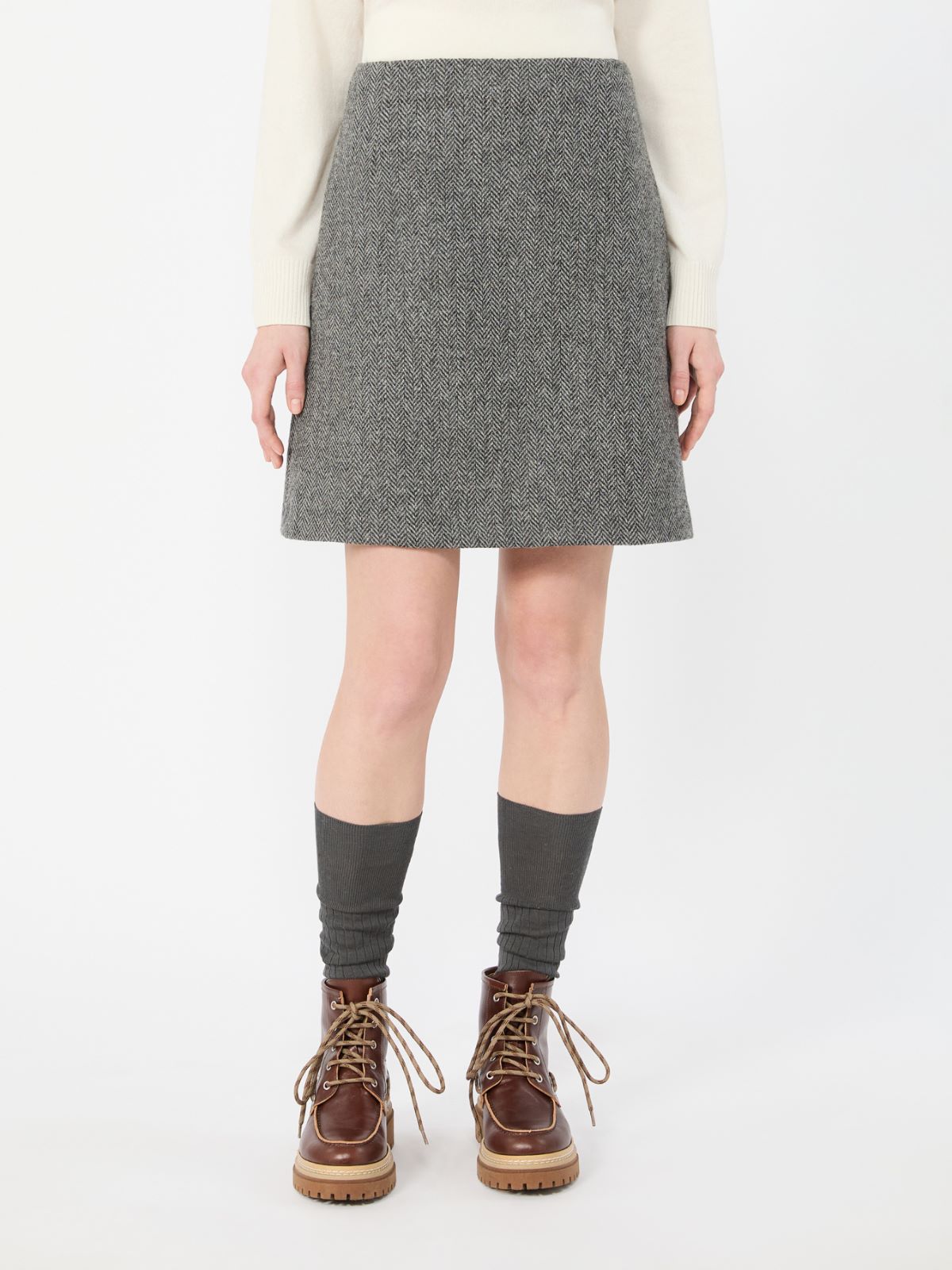 Wool blend short skirt - DARK GREY - Max Mara - 2