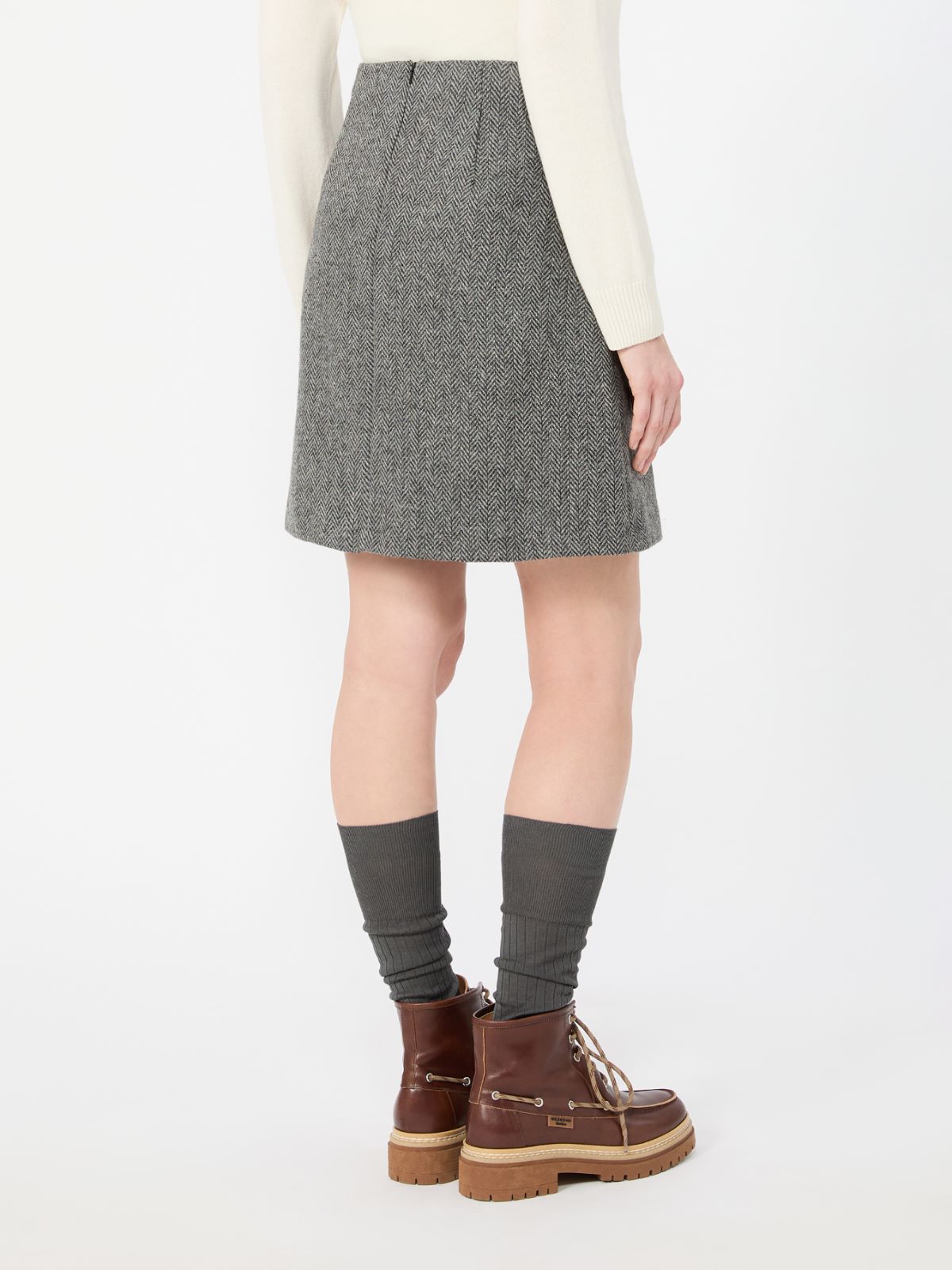 Wool blend short skirt - DARK GREY - Max Mara - 3