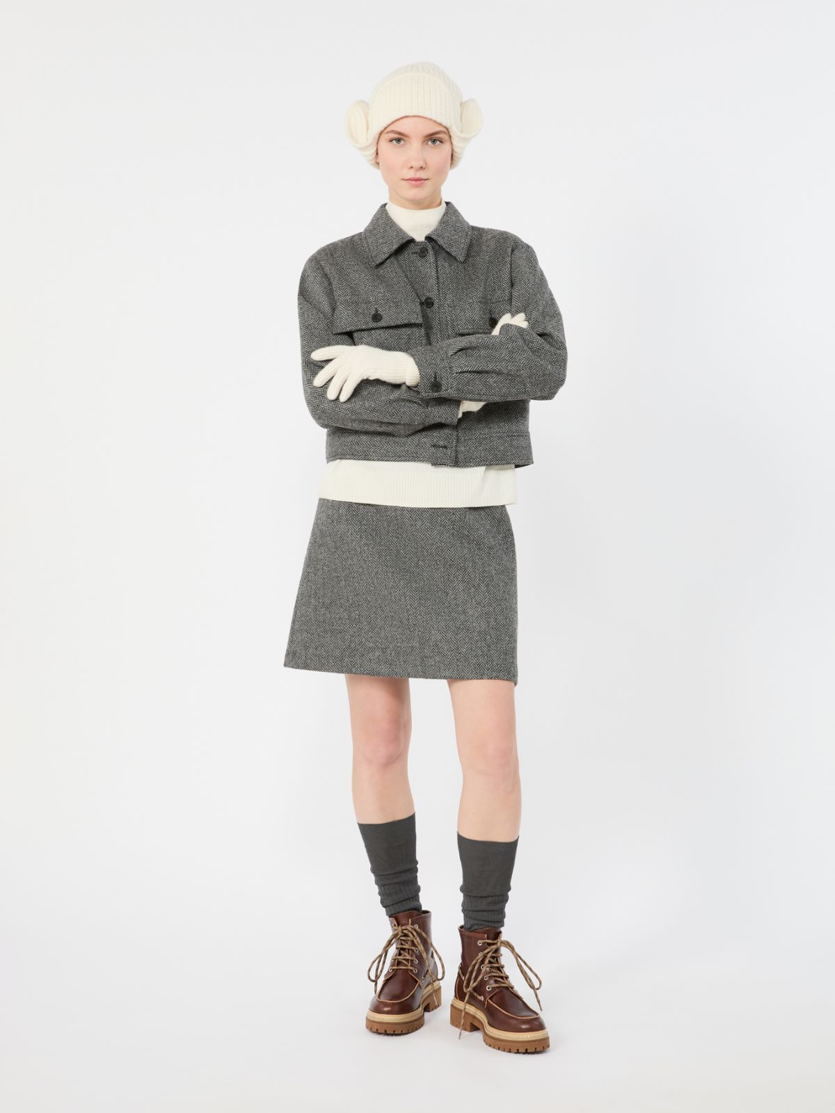 Wool blend short skirt + DARK GREY - Max Mara