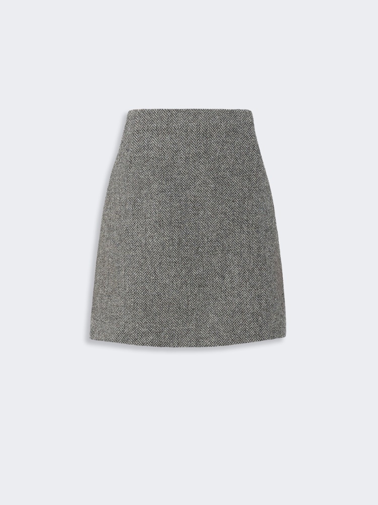 Wool blend short skirt - DARK GREY