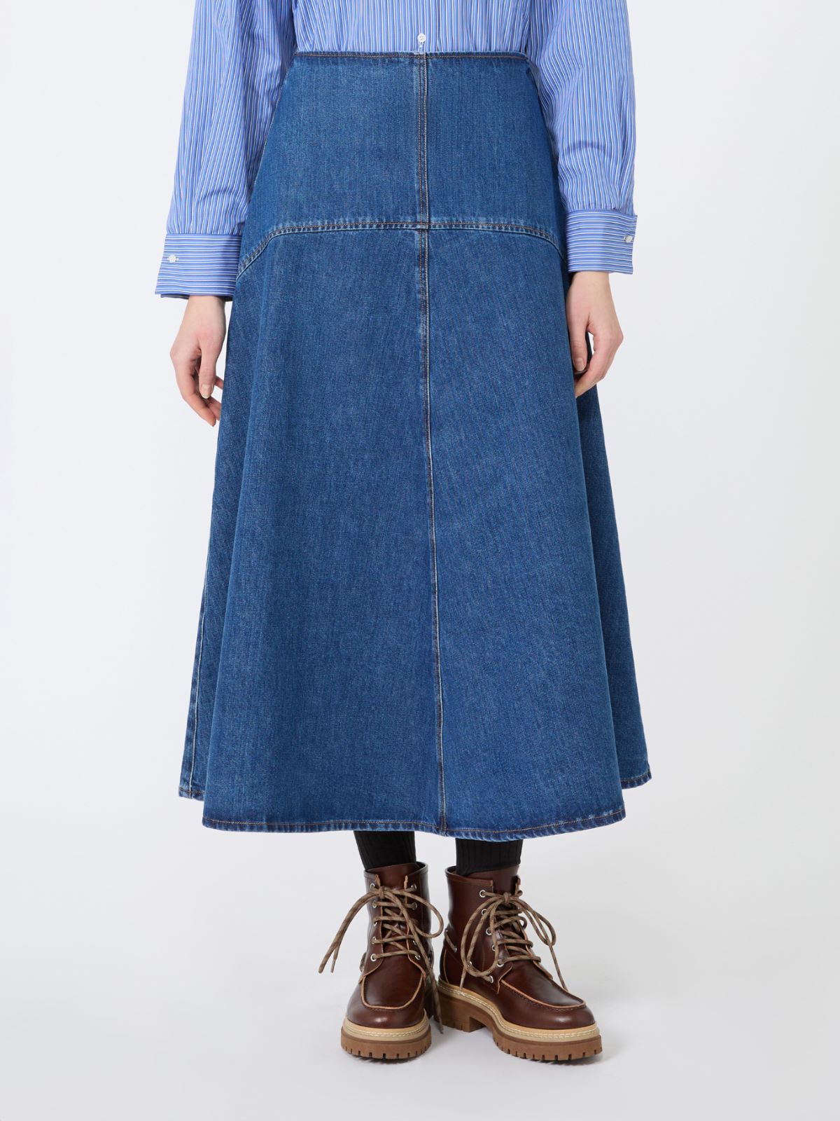 Indigo cotton denim skirt - NAVY - Max Mara - 2