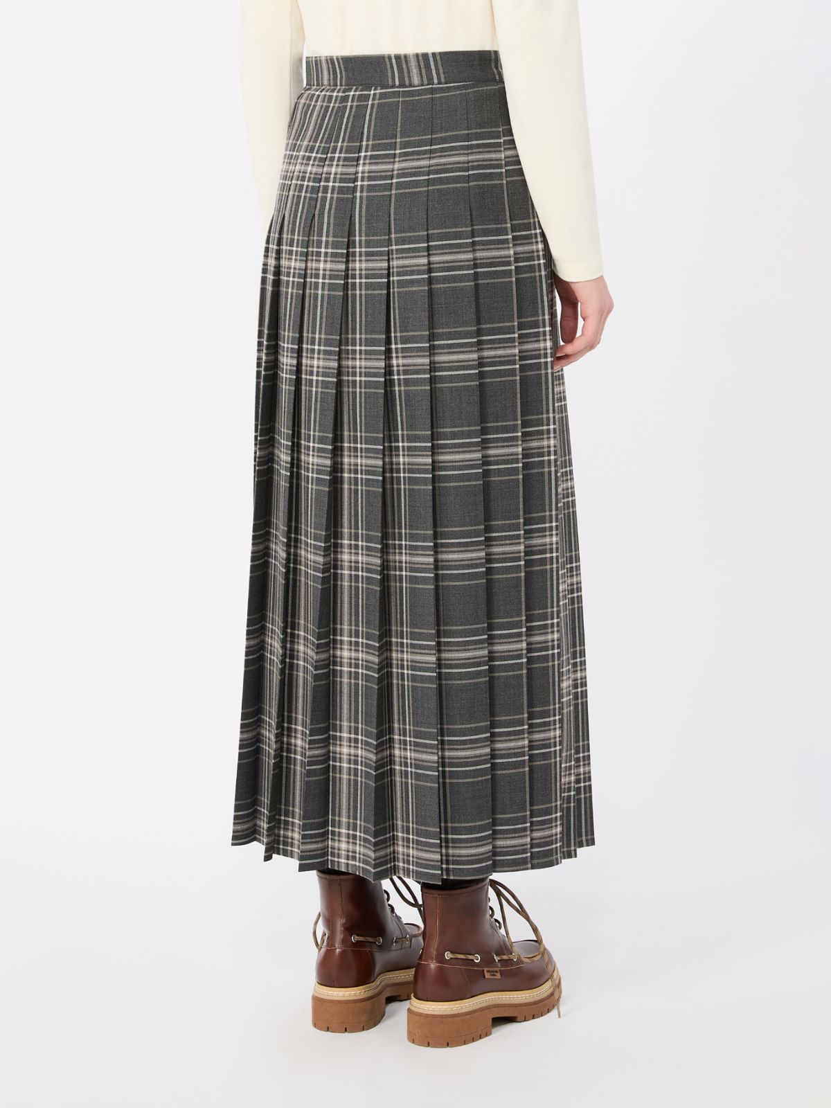 Wool batavia pleated skirt - DARK GREY - Max Mara - 3