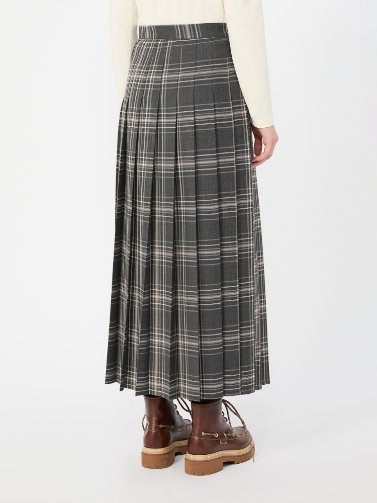Wool batavia pleated skirt - DARK GREY - Max Mara - 3