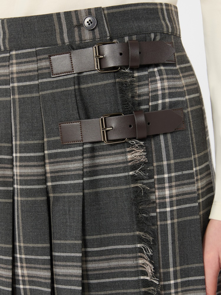 Wool batavia pleated skirt - DARK GREY - Max Mara - 4