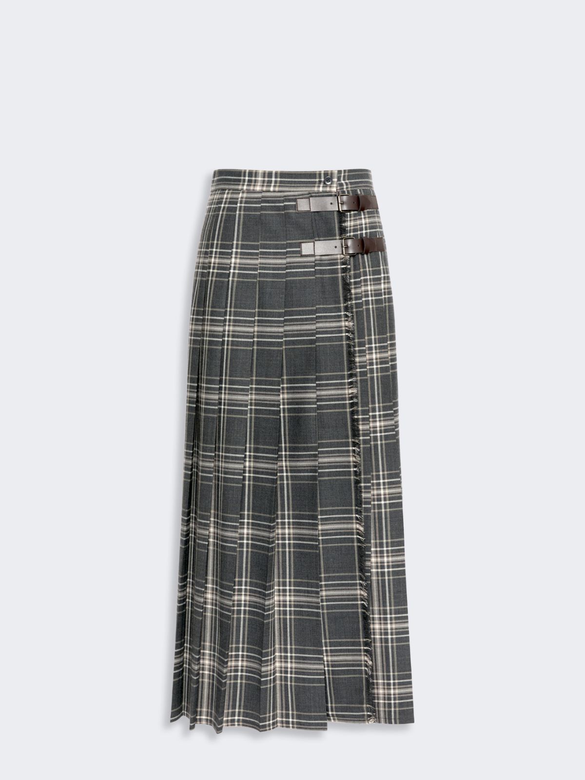 Wool batavia pleated skirt - DARK GREY - Max Mara - 5