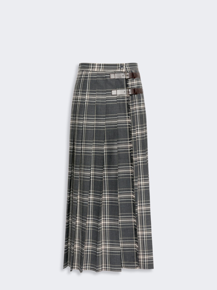 Wool batavia pleated skirt - DARK GREY - Max Mara - 5