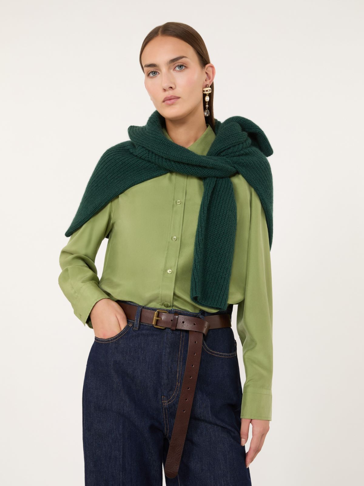 Silk Habotai shirt - GREEN - Max Mara - 4