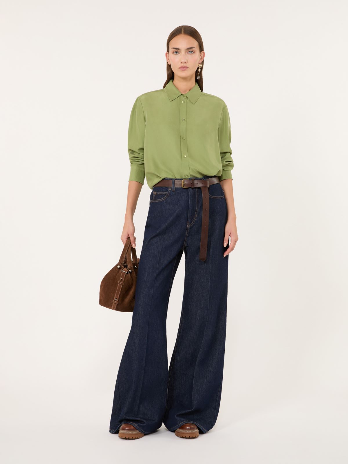 Silk Habotai shirt - GREEN - Max Mara