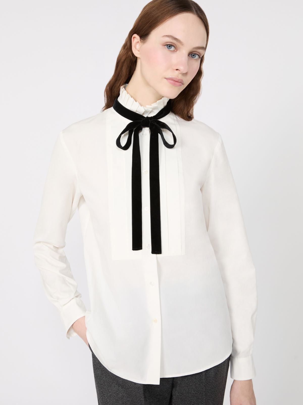 Poplin tuxedo shirt - OPTICAL WHITE - Max Mara - 4