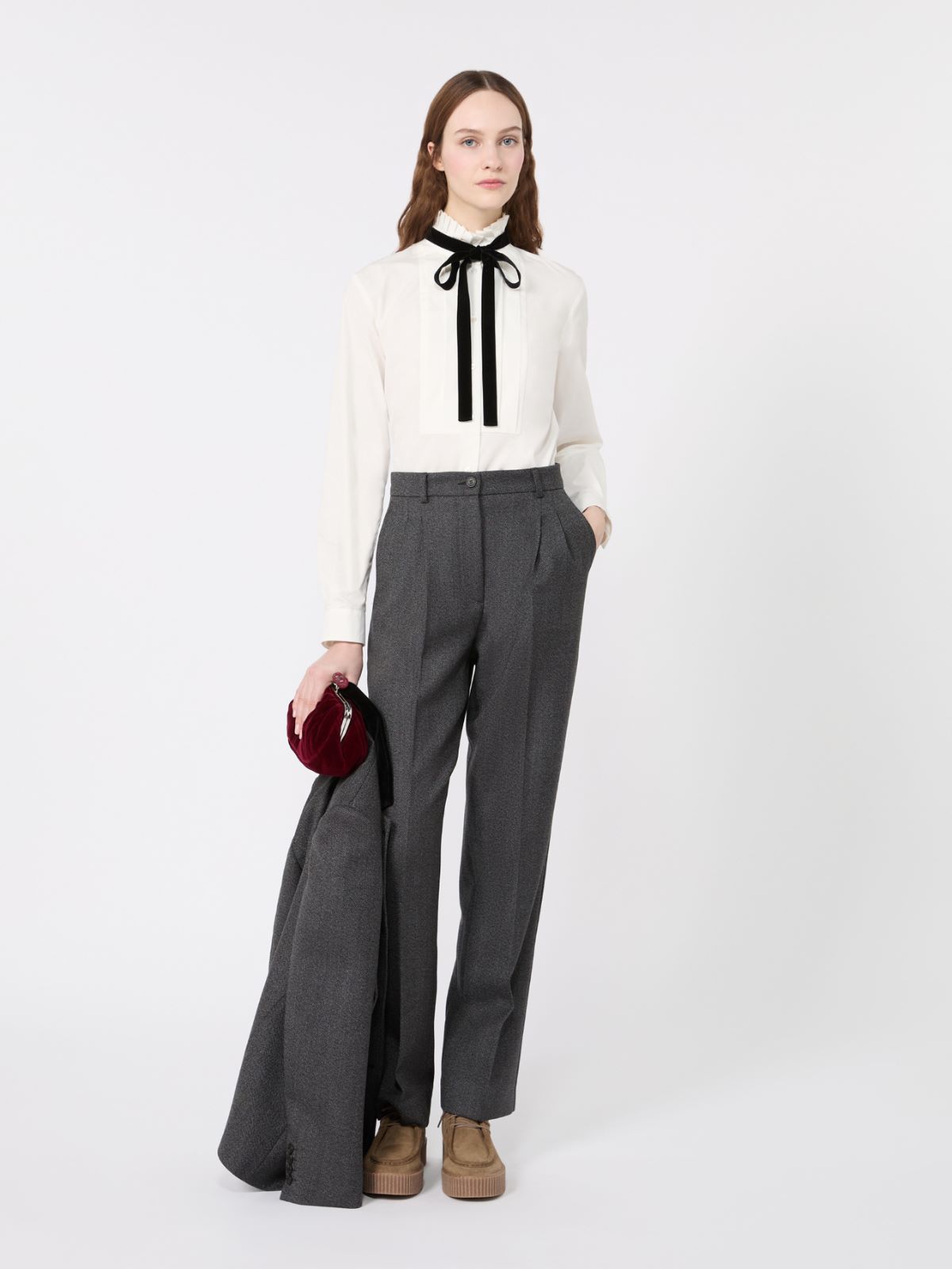 Poplin tuxedo shirt - OPTICAL WHITE - Max Mara