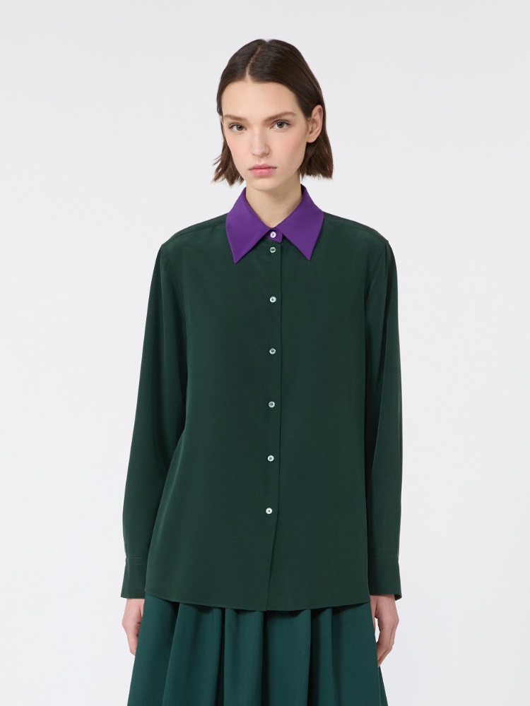 Silk crepe de chine shirt - DARK GREEN - Max Mara - 2