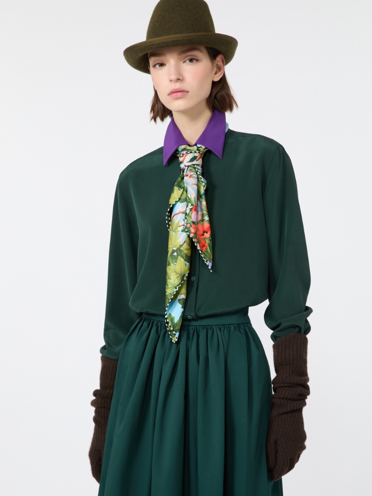 Silk crepe de chine shirt - DARK GREEN - Max Mara - 4
