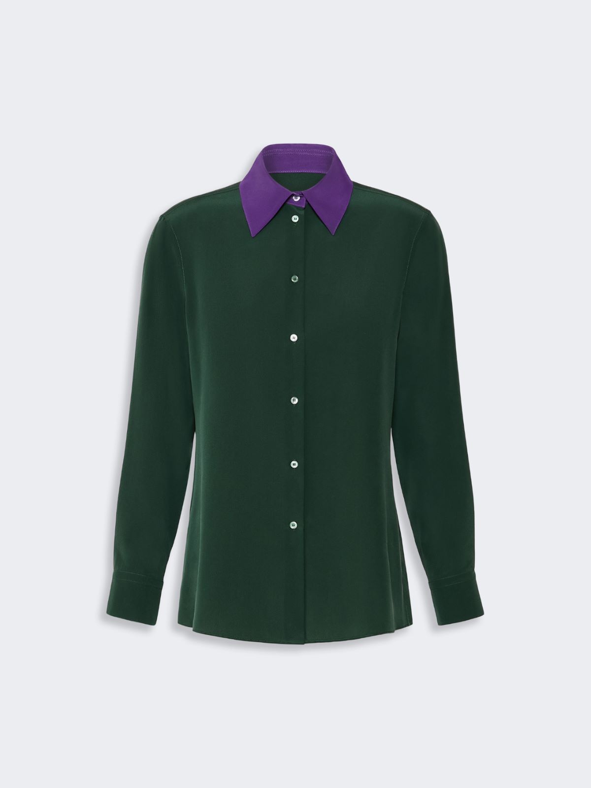 Silk crepe de chine shirt - DARK GREEN - Max Mara - 6