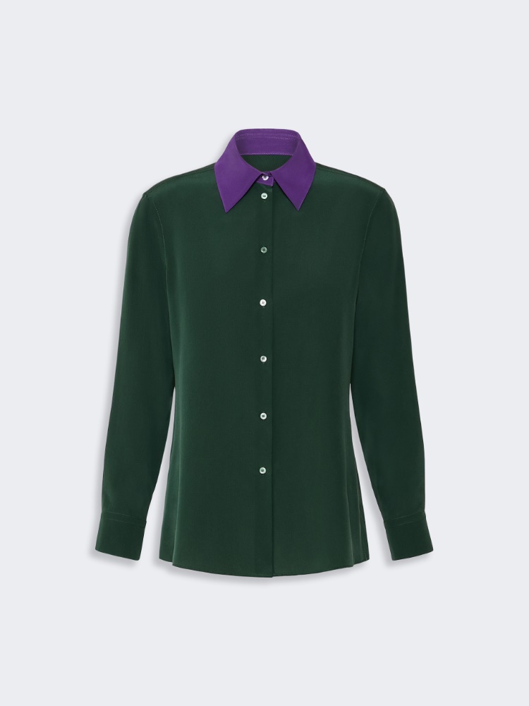 Silk crepe de chine shirt - DARK GREEN - Max Mara - 6