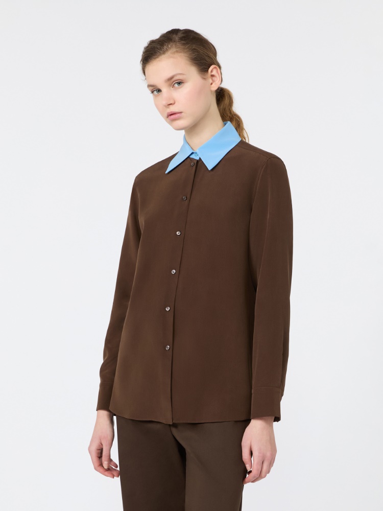 Silk crepe de chine shirt - BROWN - Max Mara - 2