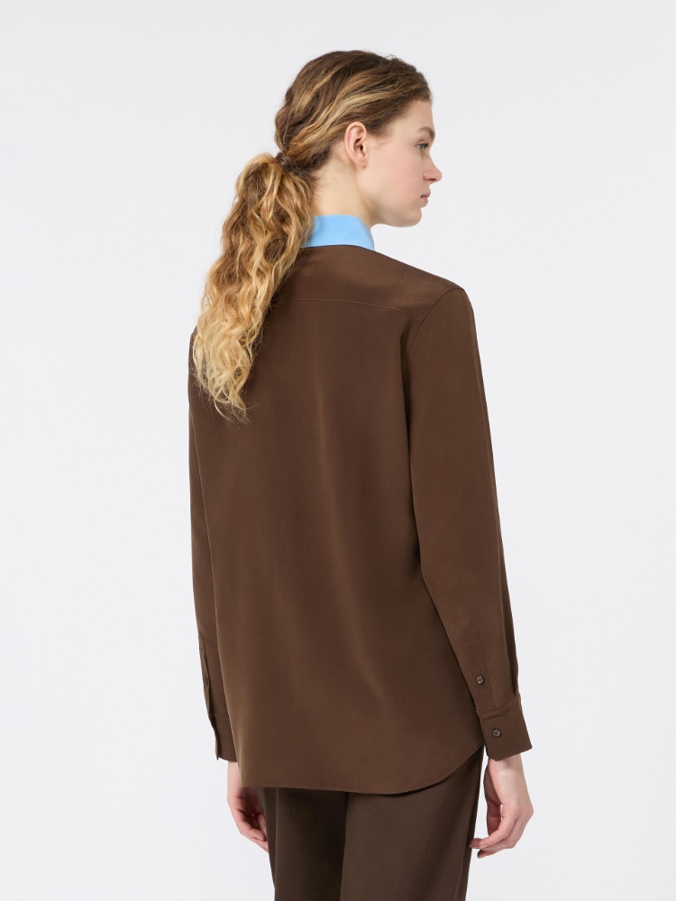 Silk crepe de chine shirt - BROWN - Max Mara - 3