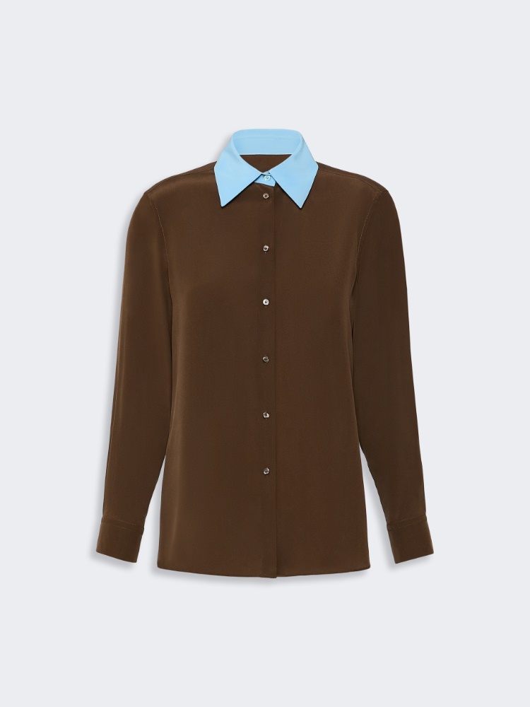 Silk crepe de chine shirt - BROWN