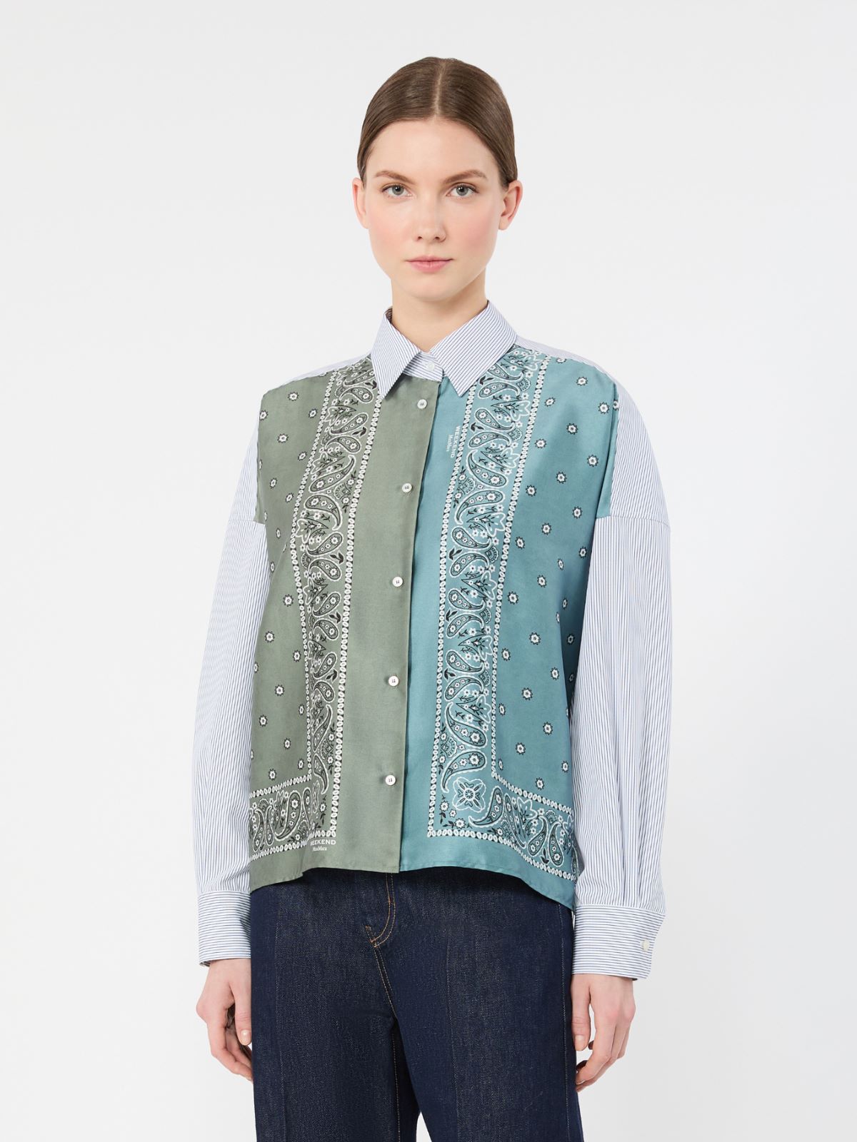 Technical twill and cotton poplin shirt - KAKI - Max Mara - 2