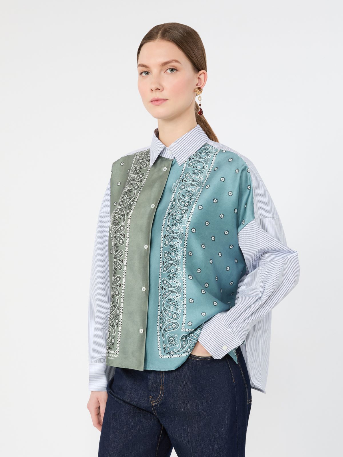 Technical twill and cotton poplin shirt - KAKI - Max Mara - 4
