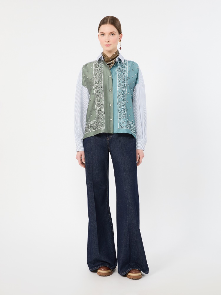 Technical twill and cotton poplin shirt - KAKI