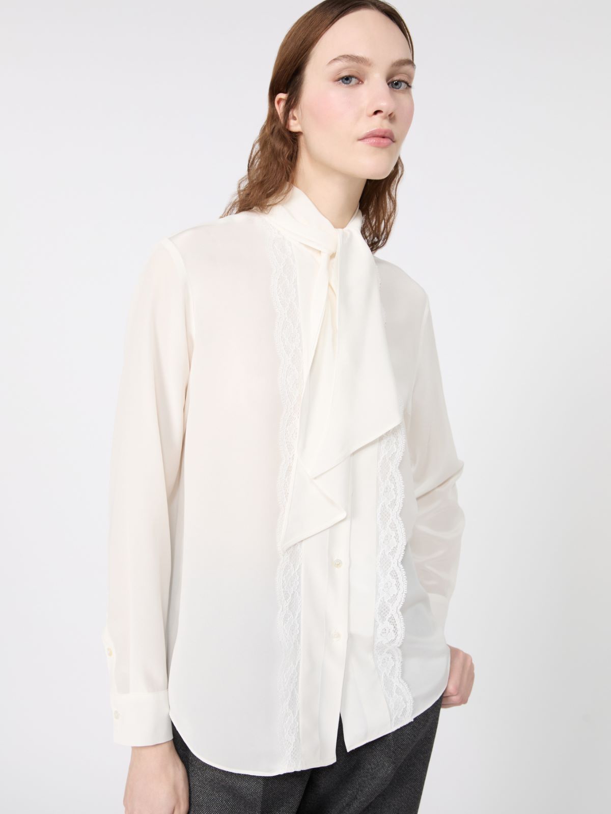 Silk crêpe de Chine shirt - OPTICAL WHITE - Max Mara - 4