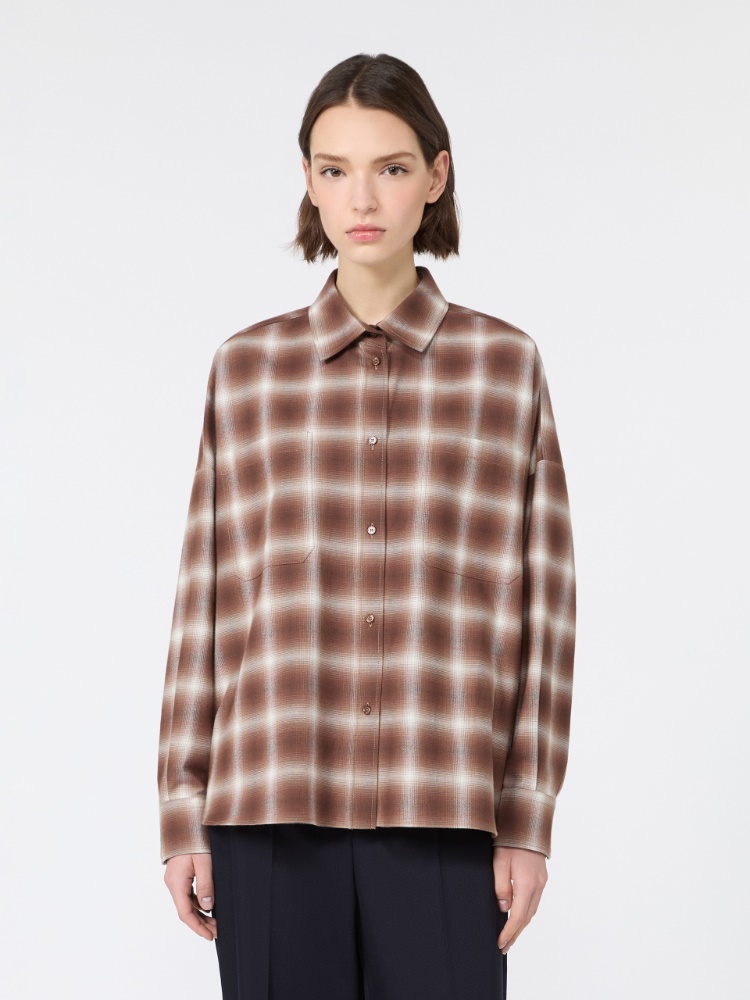 Check design cotton flannel shirt - BROWN - Max Mara - 2