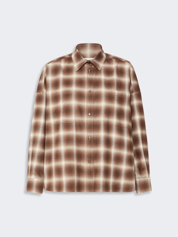 Check design cotton flannel shirt - BROWN