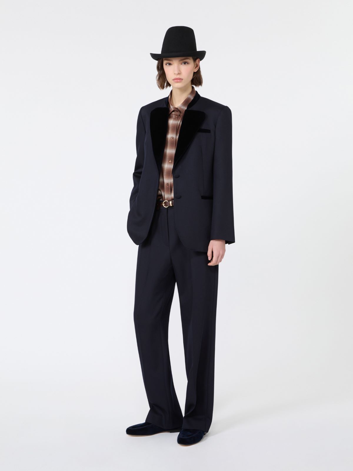 Check design cotton flannel shirt - BROWN - Max Mara