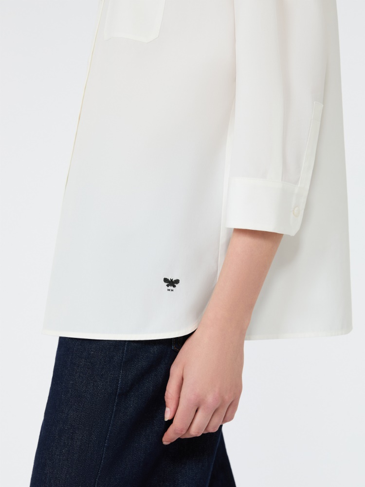 Boxy cotton poplin shirt - WHITE - 5