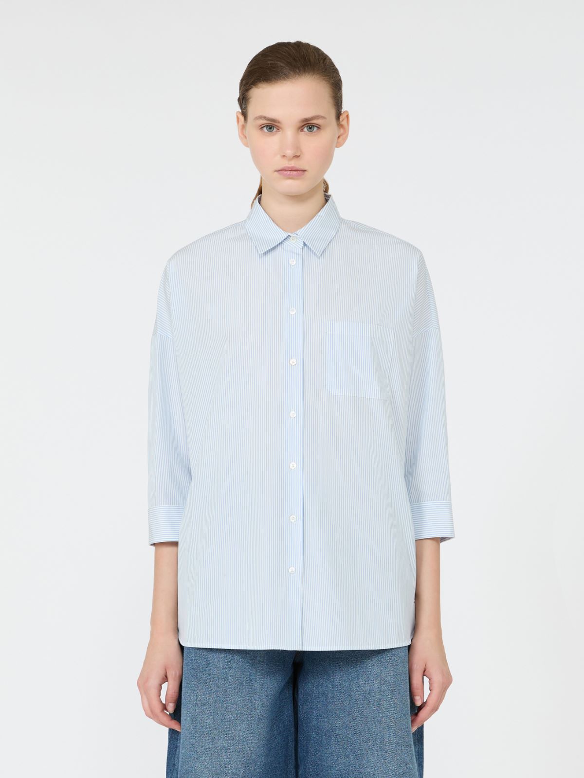 Boxy cotton poplin shirt - LIGHT BLUE - Max Mara - 2
