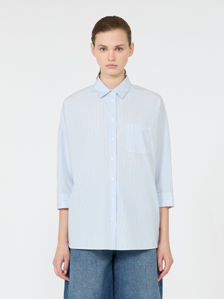 Boxy cotton poplin shirt - LIGHT BLUE - Max Mara - 2