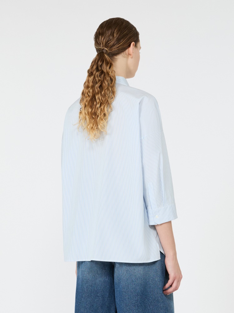 Boxy cotton poplin shirt - LIGHT BLUE - Max Mara - 3