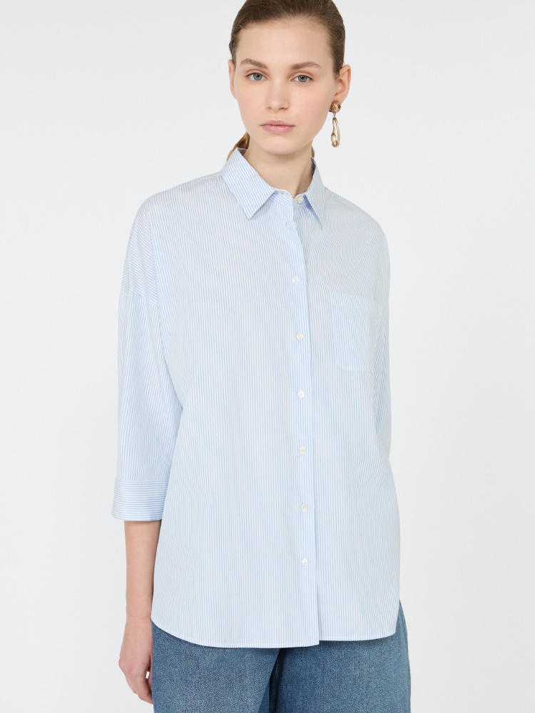 Boxy cotton poplin shirt - LIGHT BLUE - Max Mara - 4