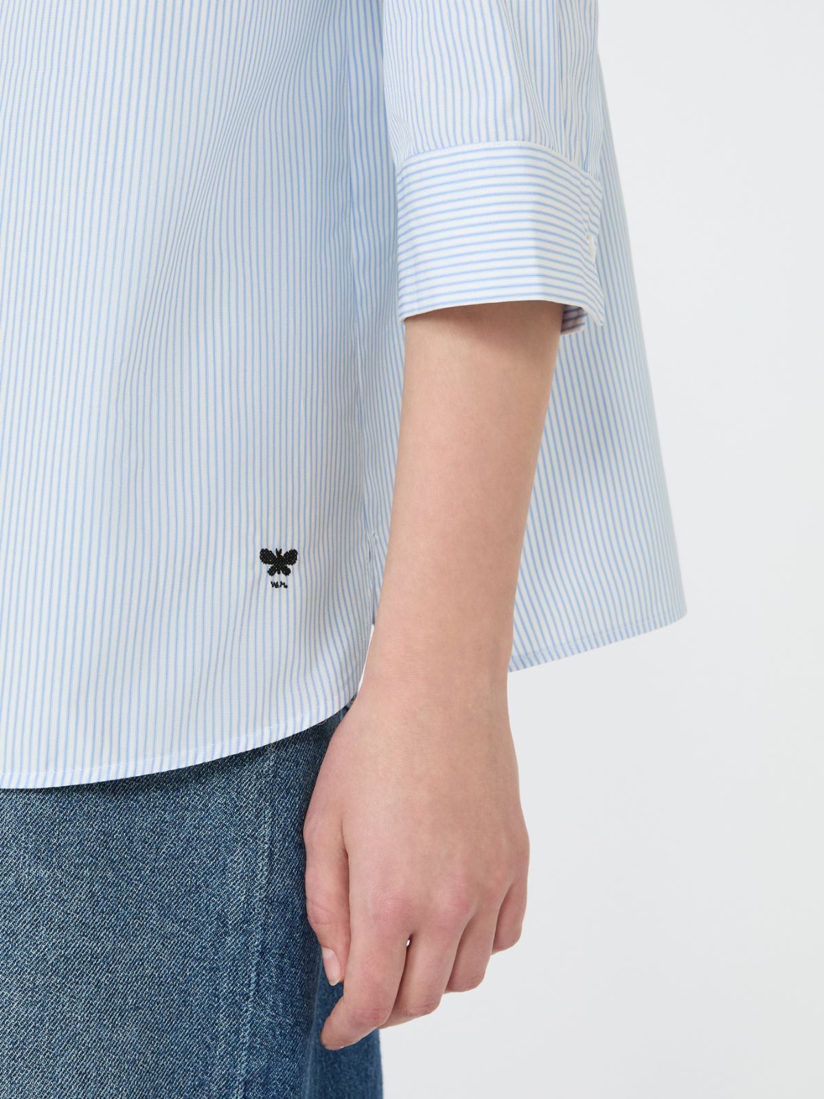 Boxy cotton poplin shirt - LIGHT BLUE - Max Mara - 5